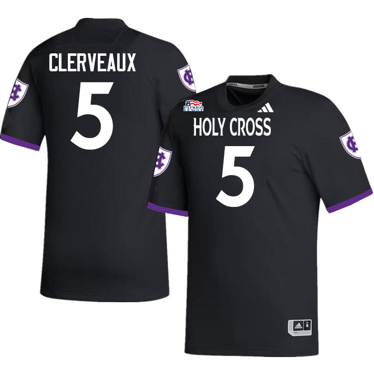 Holy Cross Crusaders #5 Jayden Clerveaux College Football Jerseys,Uniforms-Black